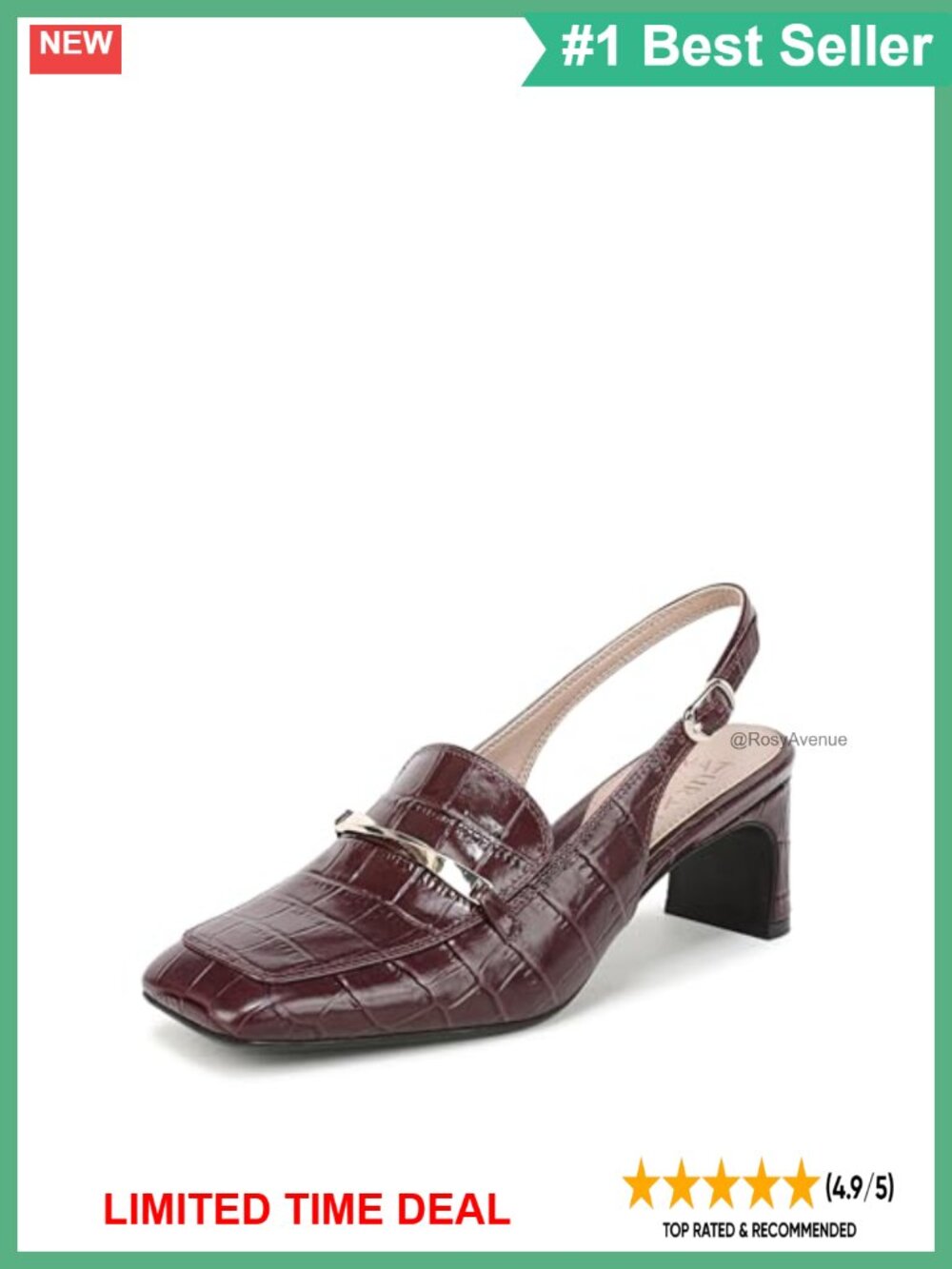Slingback Block Heel Square Toe Leather Pumps Comfortable Dress Shoes